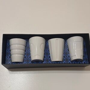 Starbucks Vintage 2008 New Bone China Set of Four White Glass Cups 8 oz NWT